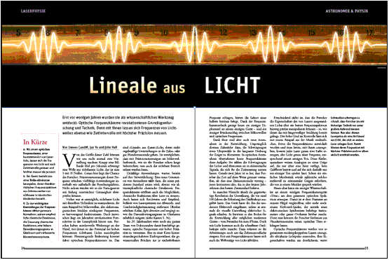 Lineale aus Licht (Spektrum der Wissenschaft 8/2009, S.34f.)
